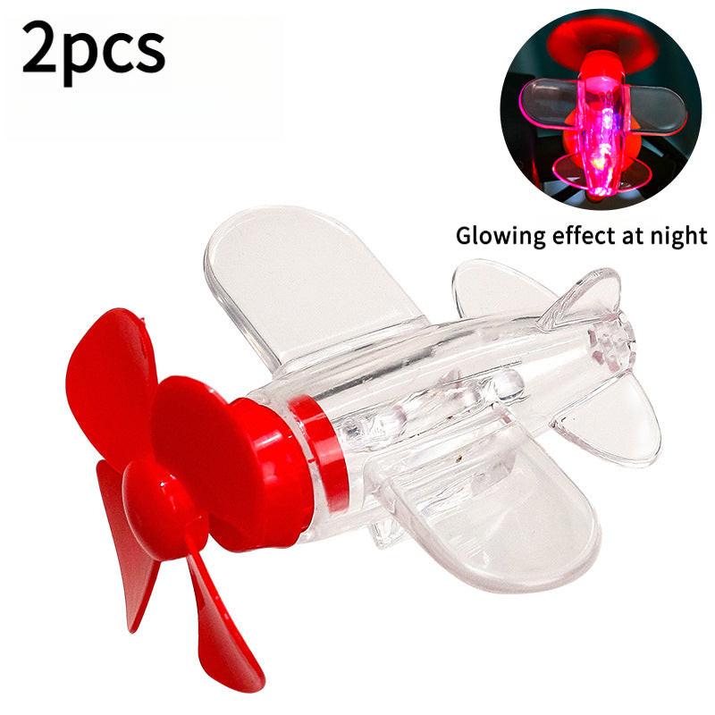 2pcs Wind-Driven Small Airplane Motorcycle Bicycle Ornament - No Batteries Needed, Wind-Powered Design with Rotating Propeller & Wind Turbine, Collectible Decorative Gift For Home, Office, Or Car Interior