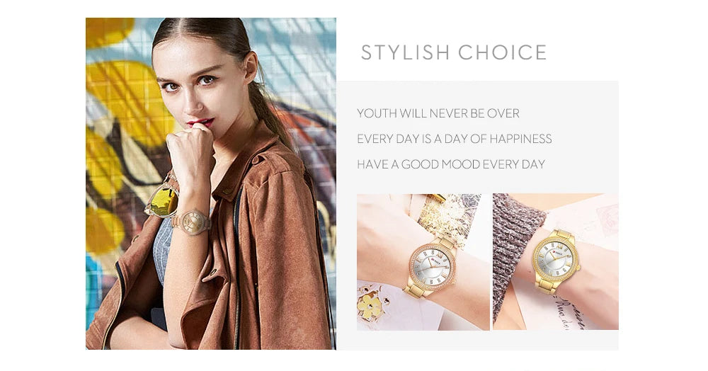 Curren Women Watch Quartz Watch for Female Fashion Ladies Wristwatches Iced Out Dimaond Reloj Mujer Silver Stainless Steel Clock