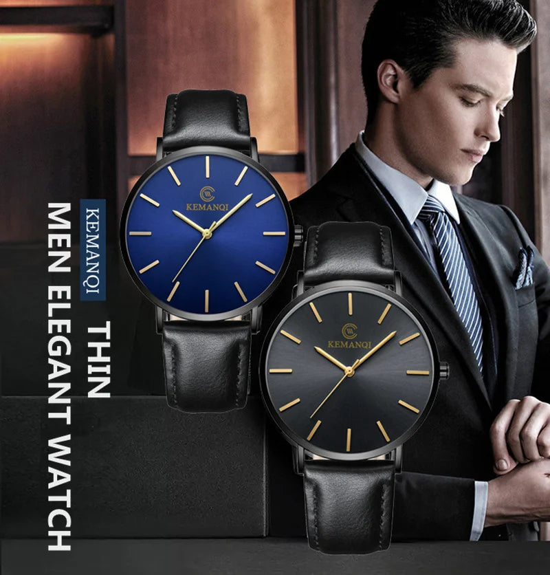 2025 Luxury Business Men Watches Men Gold Watch Ultra Thin Mens Watches Leather Quartz Watch Man Wristwatch horloge mannen