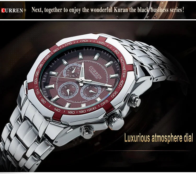 CURREN Men Luxury Brand Military Sport Mens Watches Full Steel Quartz Clock Men's Waterproof Business Watch relogio masculino