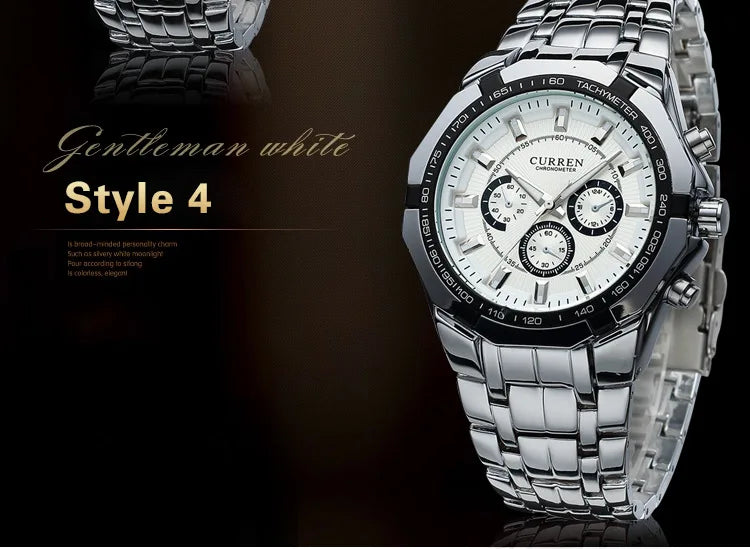 CURREN Men Luxury Brand Military Sport Mens Watches Full Steel Quartz Clock Men's Waterproof Business Watch relogio masculino