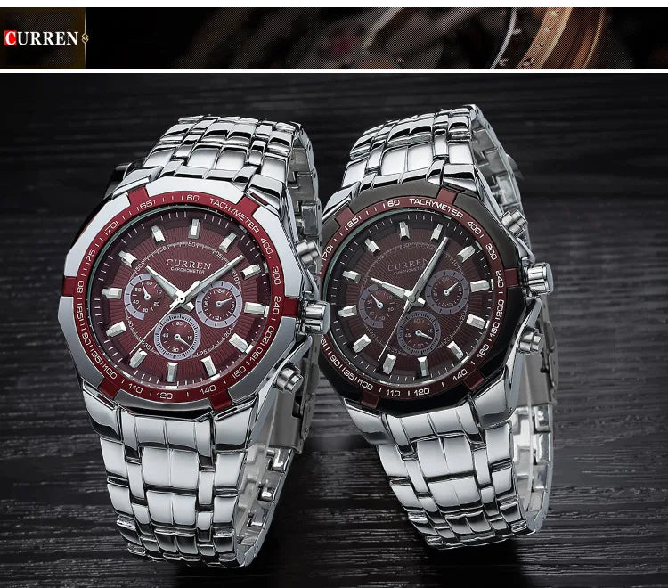 CURREN Men Luxury Brand Military Sport Mens Watches Full Steel Quartz Clock Men's Waterproof Business Watch relogio masculino