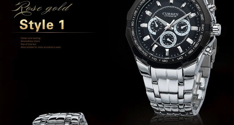 CURREN Men Luxury Brand Military Sport Mens Watches Full Steel Quartz Clock Men's Waterproof Business Watch relogio masculino