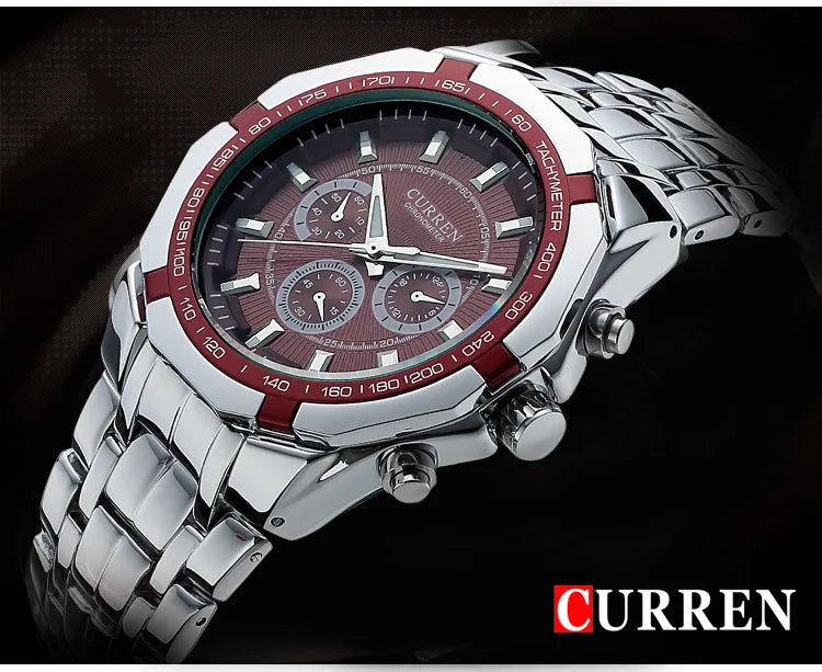 CURREN Men Luxury Brand Military Sport Mens Watches Full Steel Quartz Clock Men's Waterproof Business Watch relogio masculino