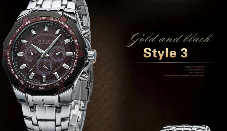 CURREN Men Luxury Brand Military Sport Mens Watches Full Steel Quartz Clock Men's Waterproof Business Watch relogio masculino