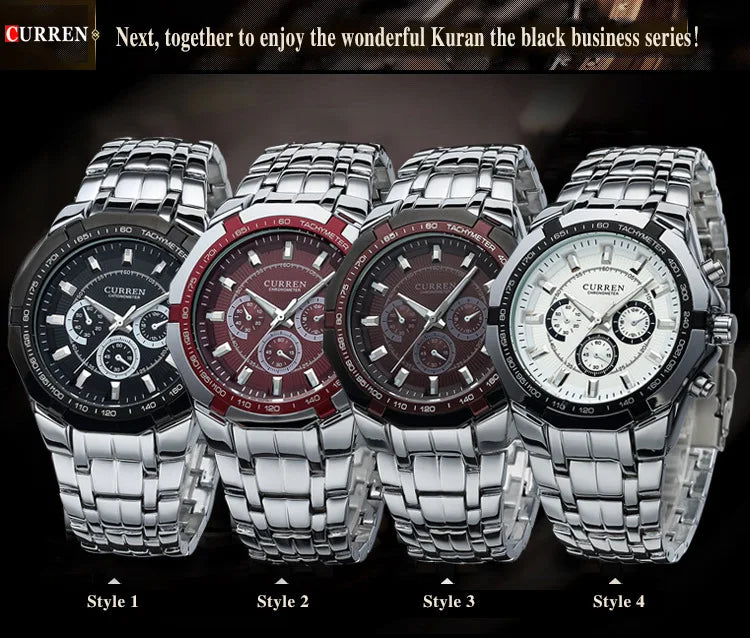 CURREN Men Luxury Brand Military Sport Mens Watches Full Steel Quartz Clock Men's Waterproof Business Watch relogio masculino