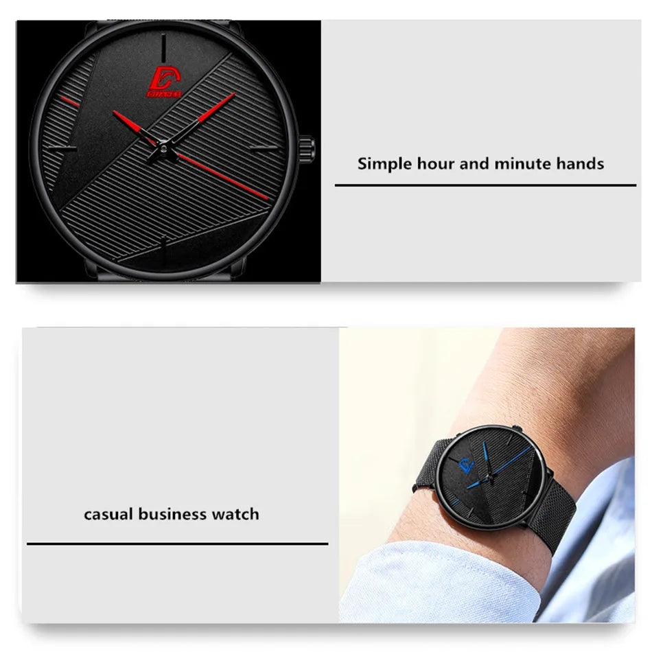 reloj hombre Watches Mens Minimalist Men's Fashion Ultra-thin Watch Simple Men Business Quartz Wristwatch relogio masculino
