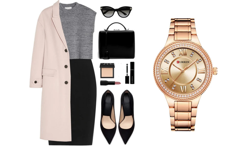 Curren Women Watch Quartz Watch for Female Fashion Ladies Wristwatches Iced Out Dimaond Reloj Mujer Silver Stainless Steel Clock