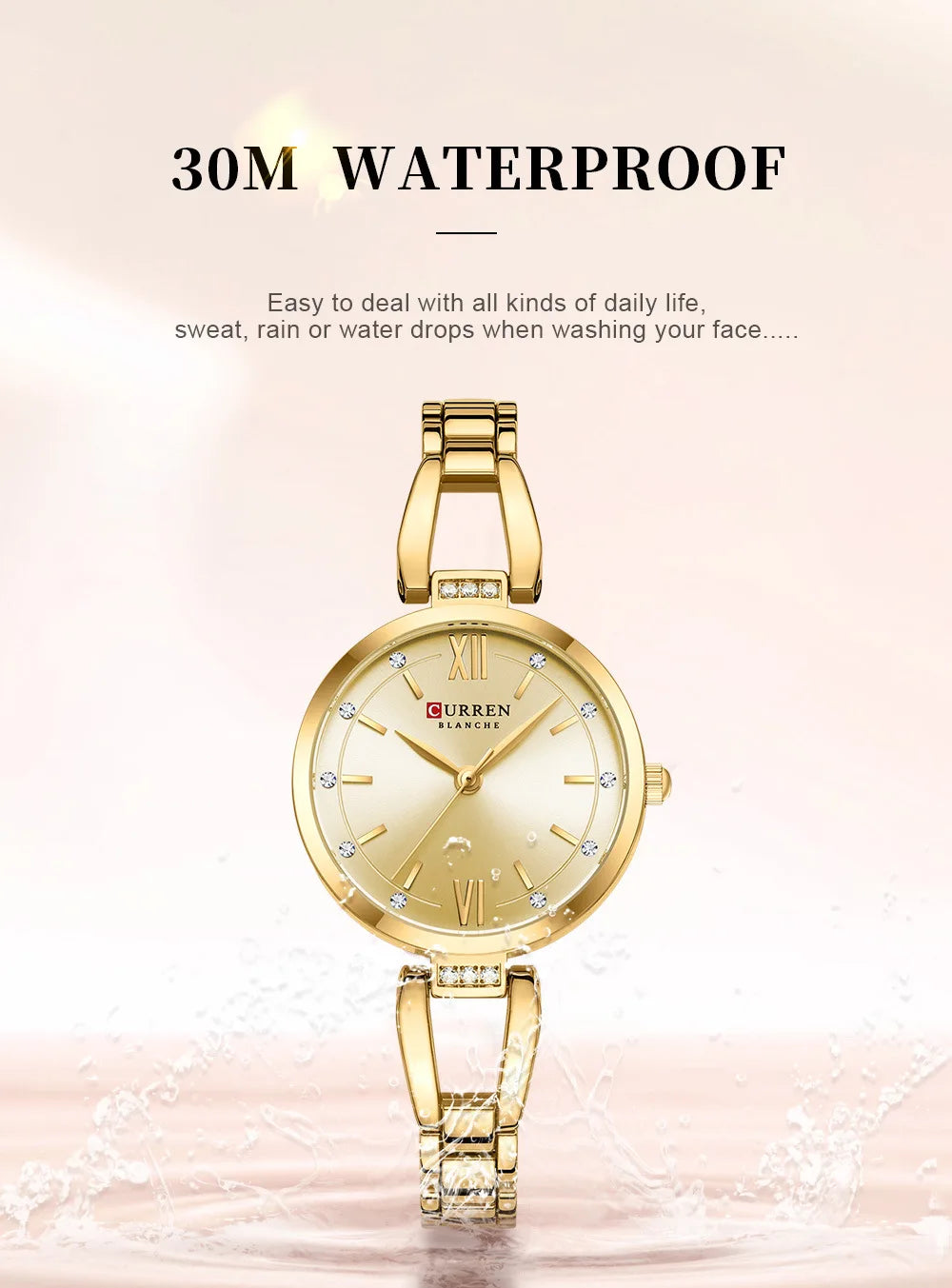 CURREN 9092 Elegant Ladies Quartz Watch Classic Fashion Women Clock Waterproof Stainless Steel Business Casual Women's Watches