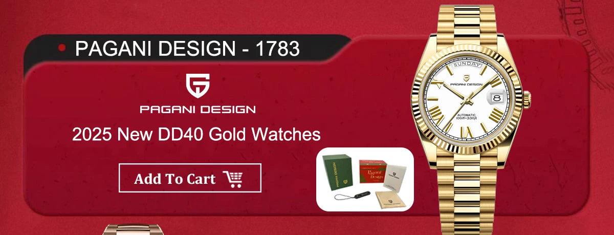 PAGANI DESIGN DD40 Gold Men's Watches Luxury Automatic Watch Fo Men Mechanical Wristwatch AR Sapphire Sports Date Man Gift Clock