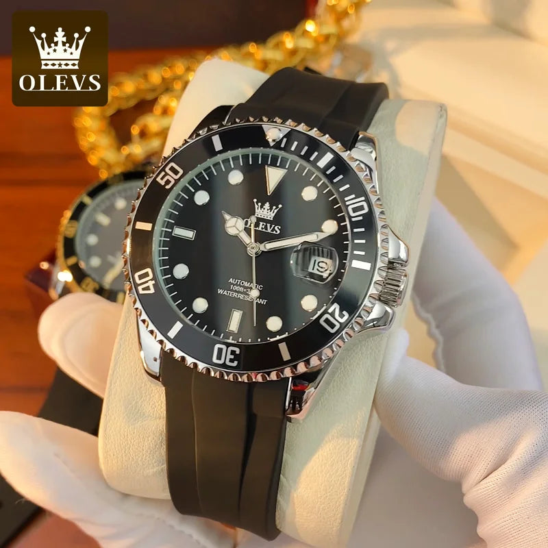 OLEVS 6650 Men Watch Top Original Luxury Automatic Mechanical Watch HD Rotating bezel Diving Watch Hot selling Brand Men Watch