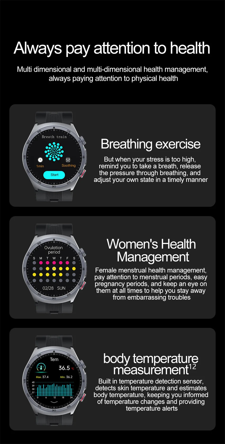 New AI Diagosis ECG Health Smart Watch Men Blood Pressure Lipid Uric Acid NFC Air Pump Airbag Health Smartwatches For men Women