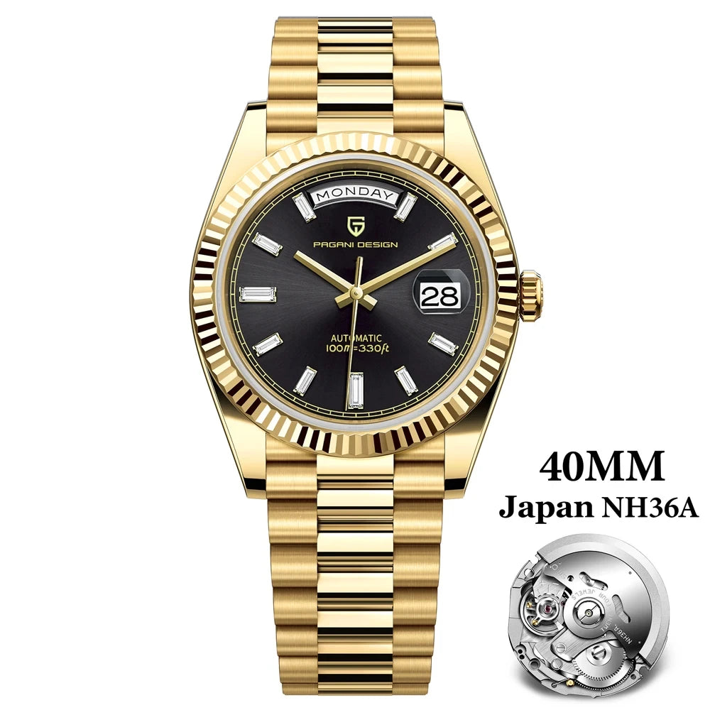 PAGANI DESIGN DD40 Gold Men's Watches Luxury Automatic Watch Fo Men Mechanical Wristwatch AR Sapphire Sports Date Man Gift Clock