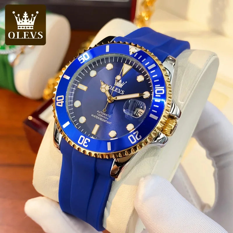OLEVS 6650 Men Watch Top Original Luxury Automatic Mechanical Watch HD Rotating bezel Diving Watch Hot selling Brand Men Watch