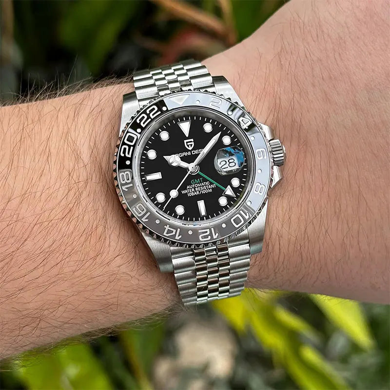 PAGANI DESIGN Men Watch GMT40mm Mechanical Watch Top Brand Sapphire Glass Stainless Steel Waterproof Clock RelogioMasculino gift