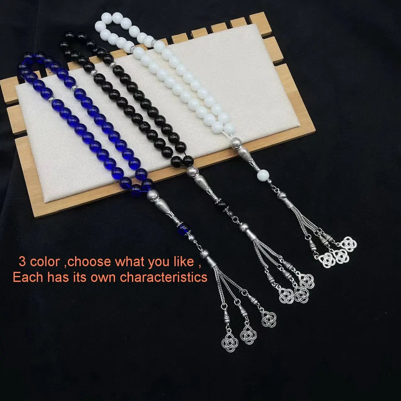 33pcs 10mm Porcelain Glass Rosary Muslim Prayer Hand String Tassel Pendant Islamic Middle East Uae Dubai Arab