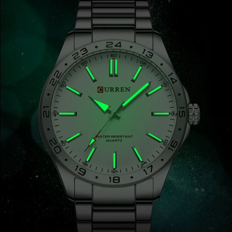CURREN 8452 Brand Quartz Watches for Men Elegant Simple Luminous Dial Waterproof Stainless Steel Strap Business Men's Wristwatch