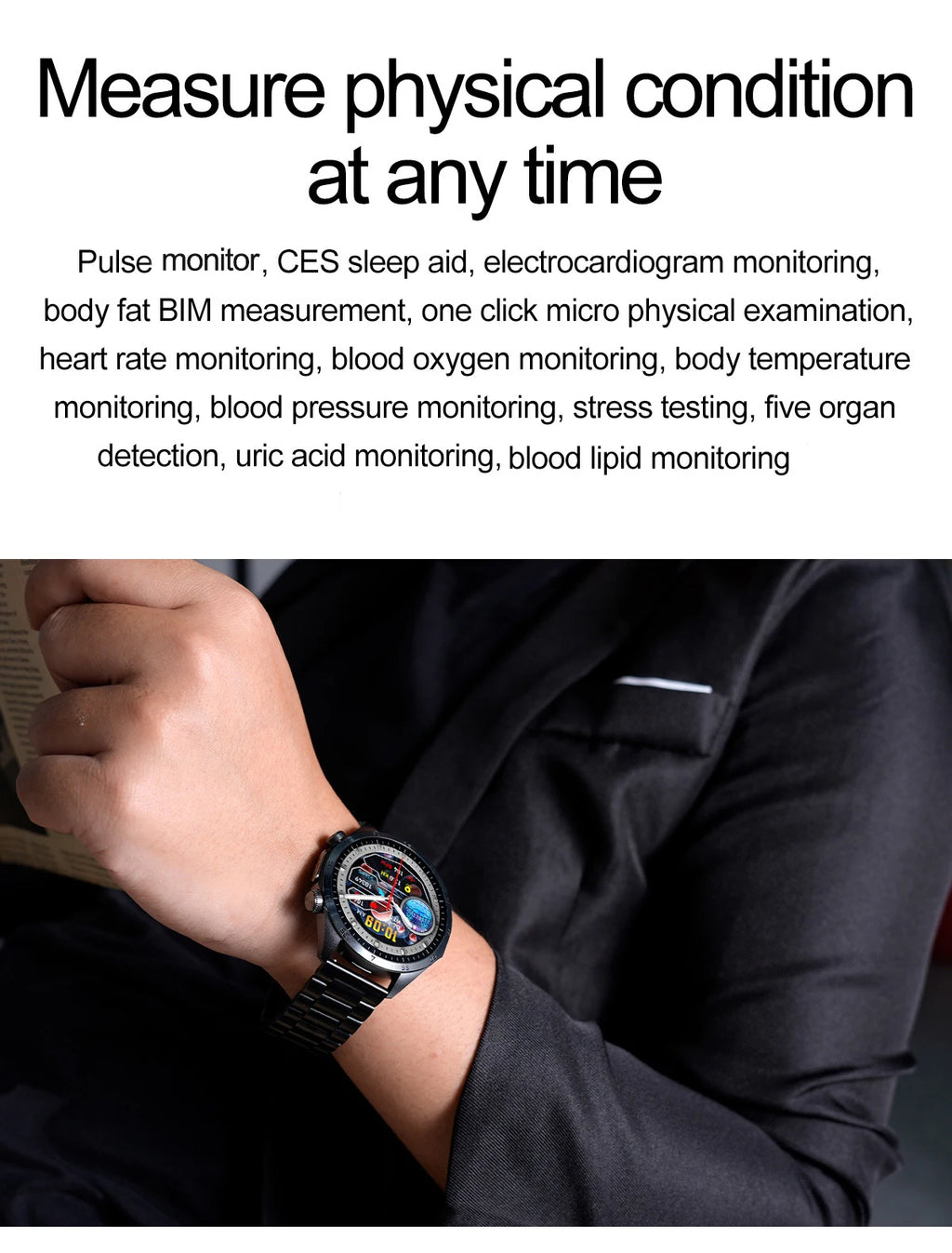 2025 Laser Pulse Uric Acid Blood Fat Nursing Smart Watch Men Body Fat Blood pressure ECG+PPG Sleep aid For Xiaomi Health Watch