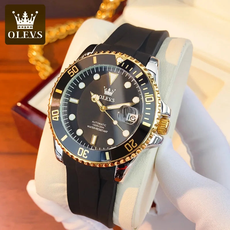 OLEVS 6650 Men Watch Top Original Luxury Automatic Mechanical Watch HD Rotating bezel Diving Watch Hot selling Brand Men Watch