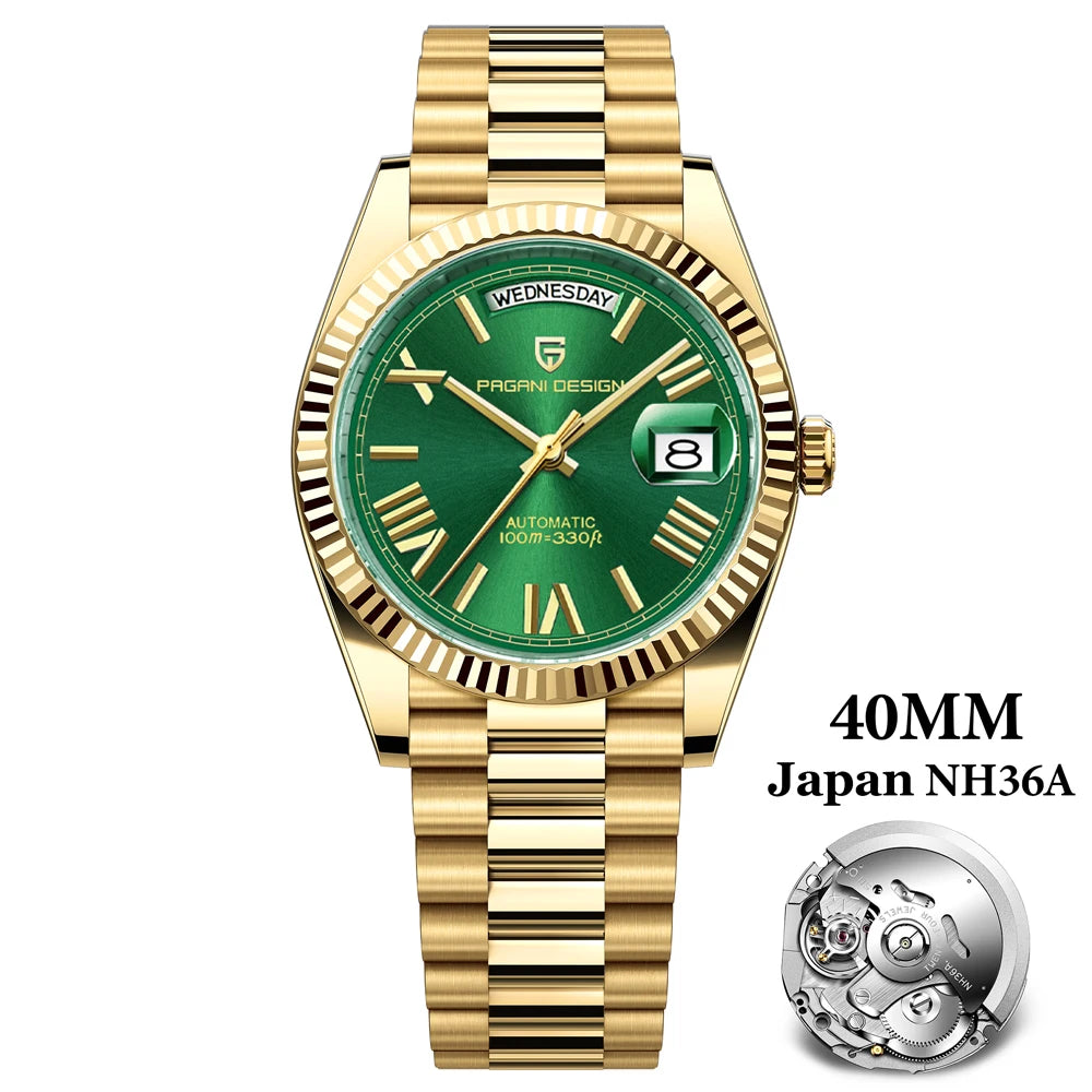 PAGANI DESIGN DD36 Gold Green V2 Men's Mechanical Watches Luxury Automatic Watch For Men 2023 New AR Sapphire glass Wrist watch