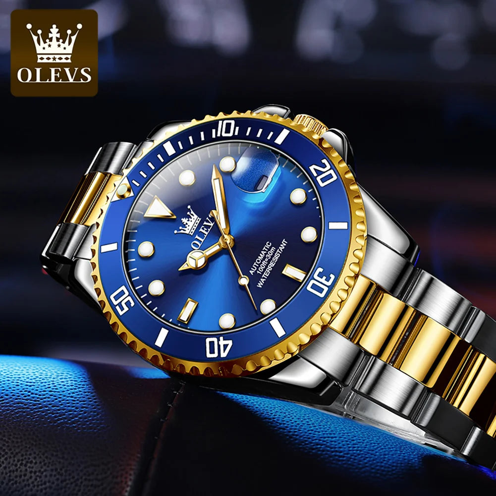 OLEVS 6650 Men Watch Top Original Luxury Automatic Mechanical Watch HD Rotating bezel Diving Watch Hot selling Brand Men Watch