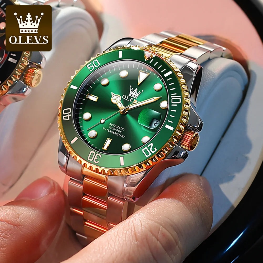 OLEVS 6650 Men Watch Top Original Luxury Automatic Mechanical Watch HD Rotating bezel Diving Watch Hot selling Brand Men Watch