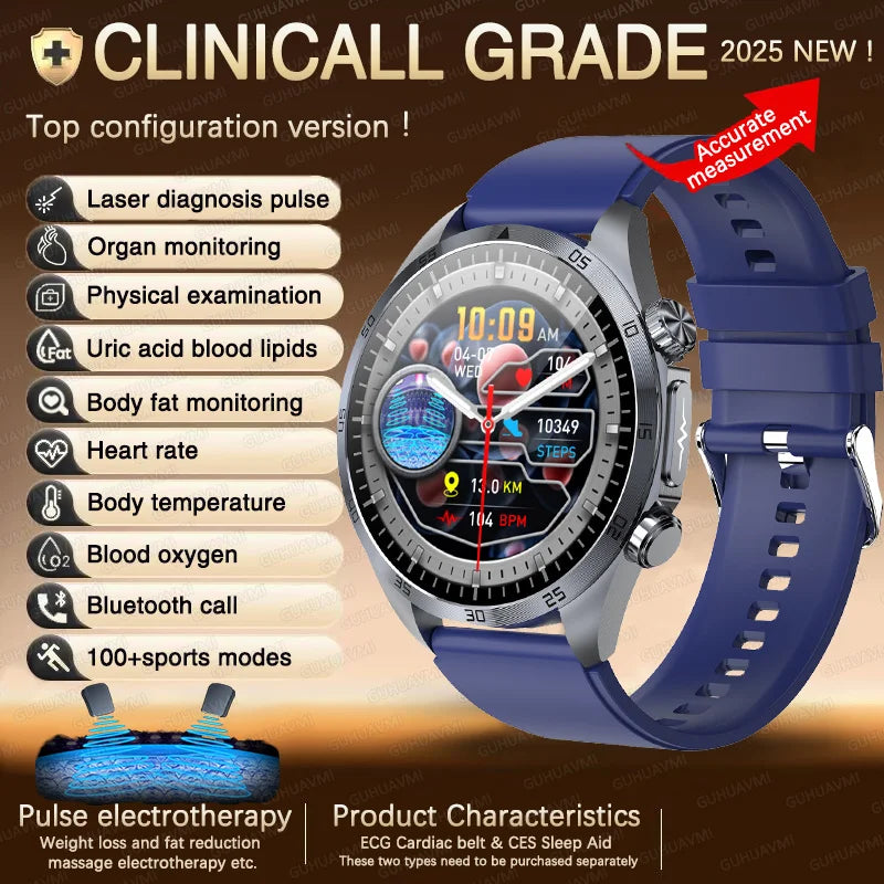 2025 Laser Pulse Uric Acid Blood Fat Nursing Smart Watch Men Body Fat Blood pressure ECG+PPG Sleep aid For Xiaomi Health Watch