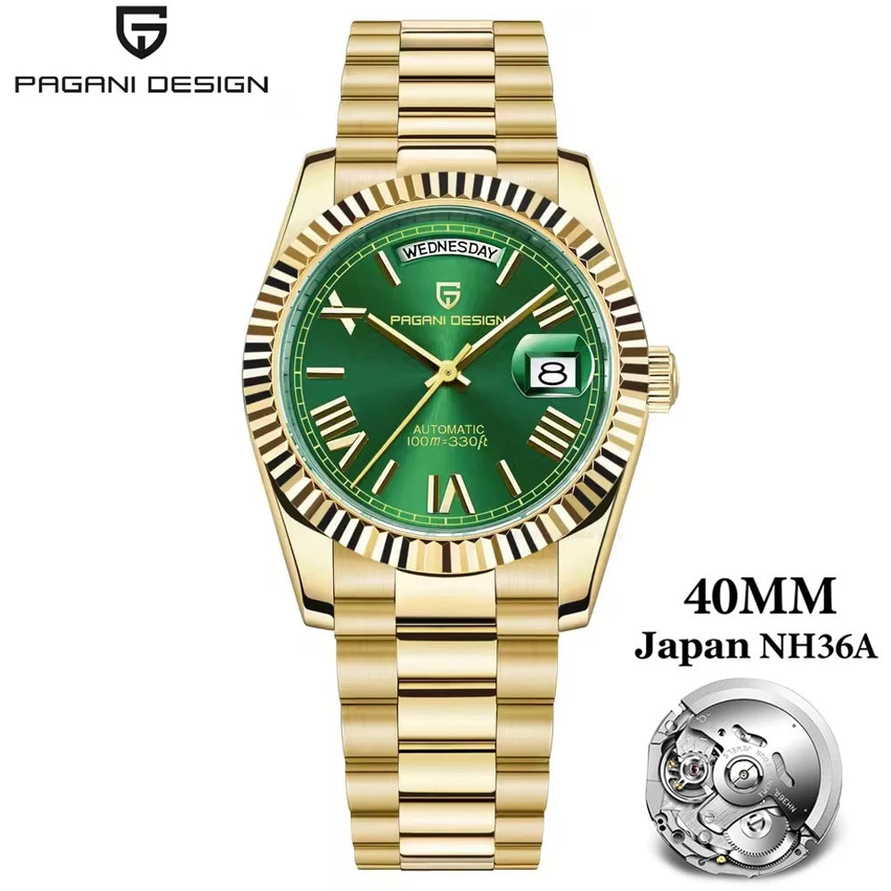 PAGANI DESIGN DD40 Gold Men's Watches Luxury Automatic Watch Fo Men Mechanical Wristwatch AR Sapphire Sports Date Man Gift Clock