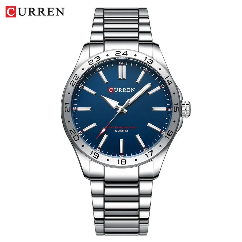 CURREN 8452 Brand Quartz Watches for Men Elegant Simple Luminous Dial Waterproof Stainless Steel Strap Business Men's Wristwatch