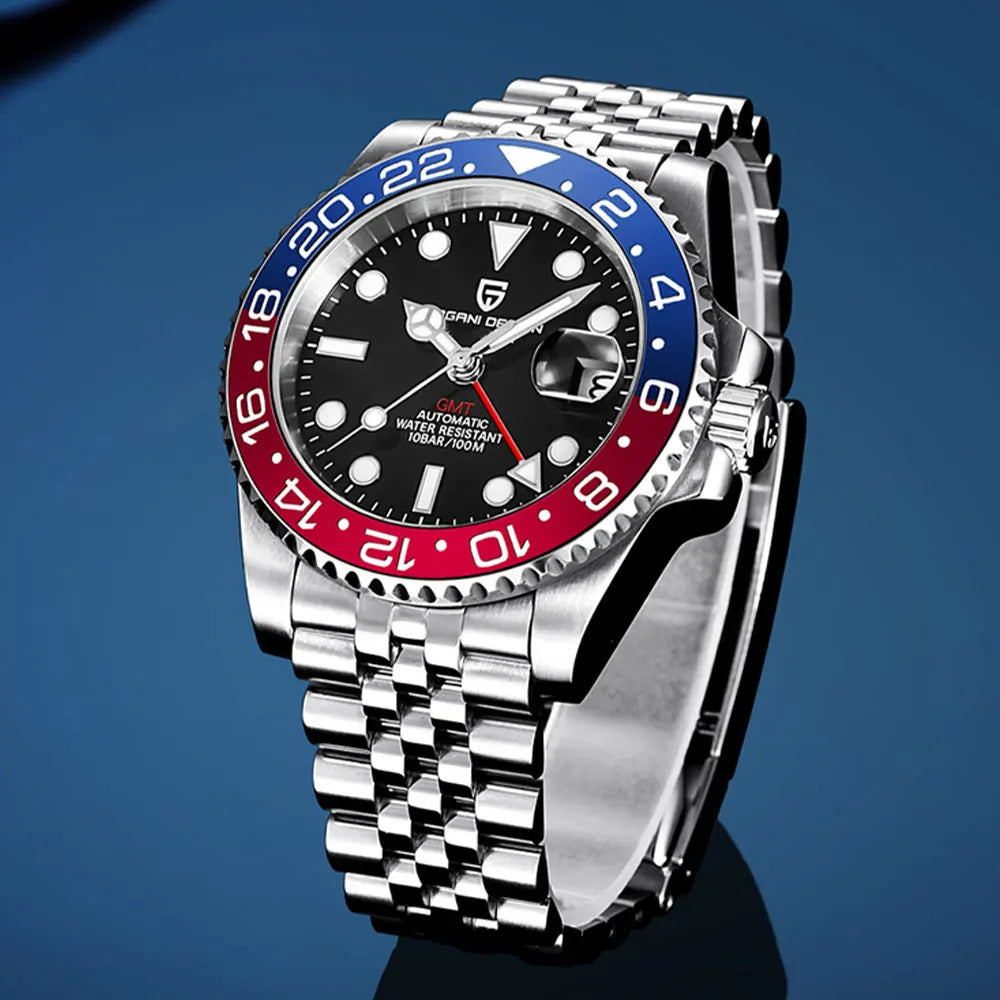 PAGANI DESIGN Men Watch GMT40mm Mechanical Watch Top Brand Sapphire Glass Stainless Steel Waterproof Clock RelogioMasculino gift