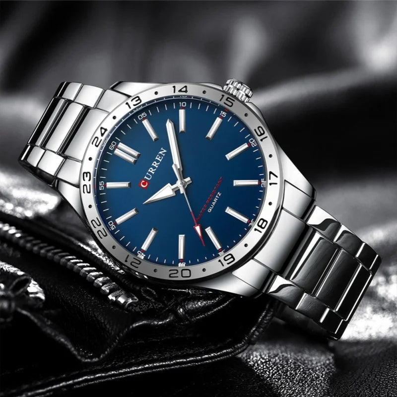 CURREN 8452 Brand Quartz Watches for Men Elegant Simple Luminous Dial Waterproof Stainless Steel Strap Business Men's Wristwatch