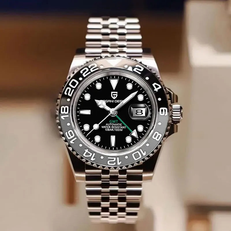 PAGANI DESIGN Men Watch GMT40mm Mechanical Watch Top Brand Sapphire Glass Stainless Steel Waterproof Clock RelogioMasculino gift