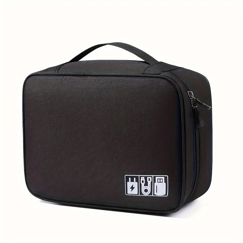 Rolling Zippered Organizer Bag - Durable, Large Capacity with Telescoping Handle & Smooth Wheels, Ideal for Cables & More