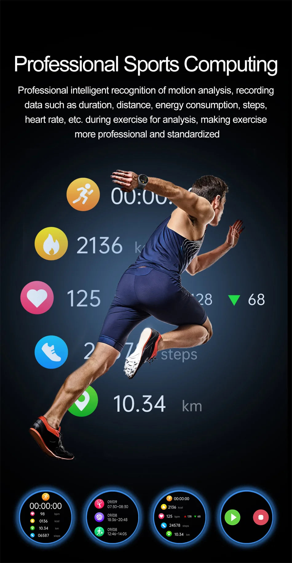 New AI Diagosis ECG Health Smart Watch Men Blood Pressure Lipid Uric Acid NFC Air Pump Airbag Health Smartwatches For men Women