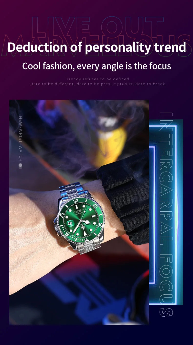 OLEVS 6650 Men Watch Top Original Luxury Automatic Mechanical Watch HD Rotating bezel Diving Watch Hot selling Brand Men Watch