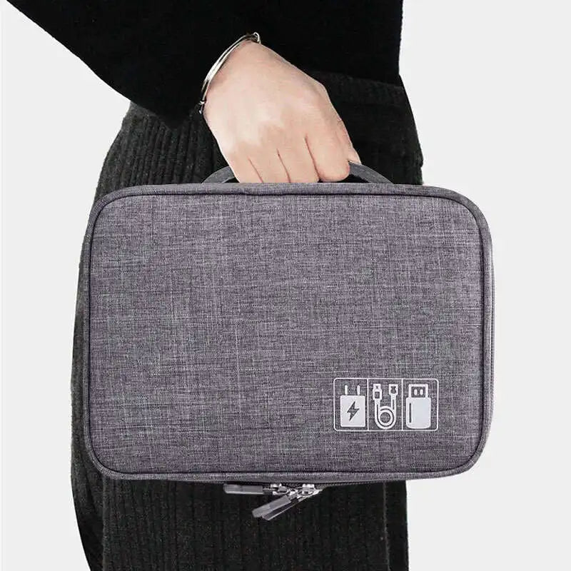 Rolling Zippered Organizer Bag - Durable, Large Capacity with Telescoping Handle & Smooth Wheels, Ideal for Cables & More