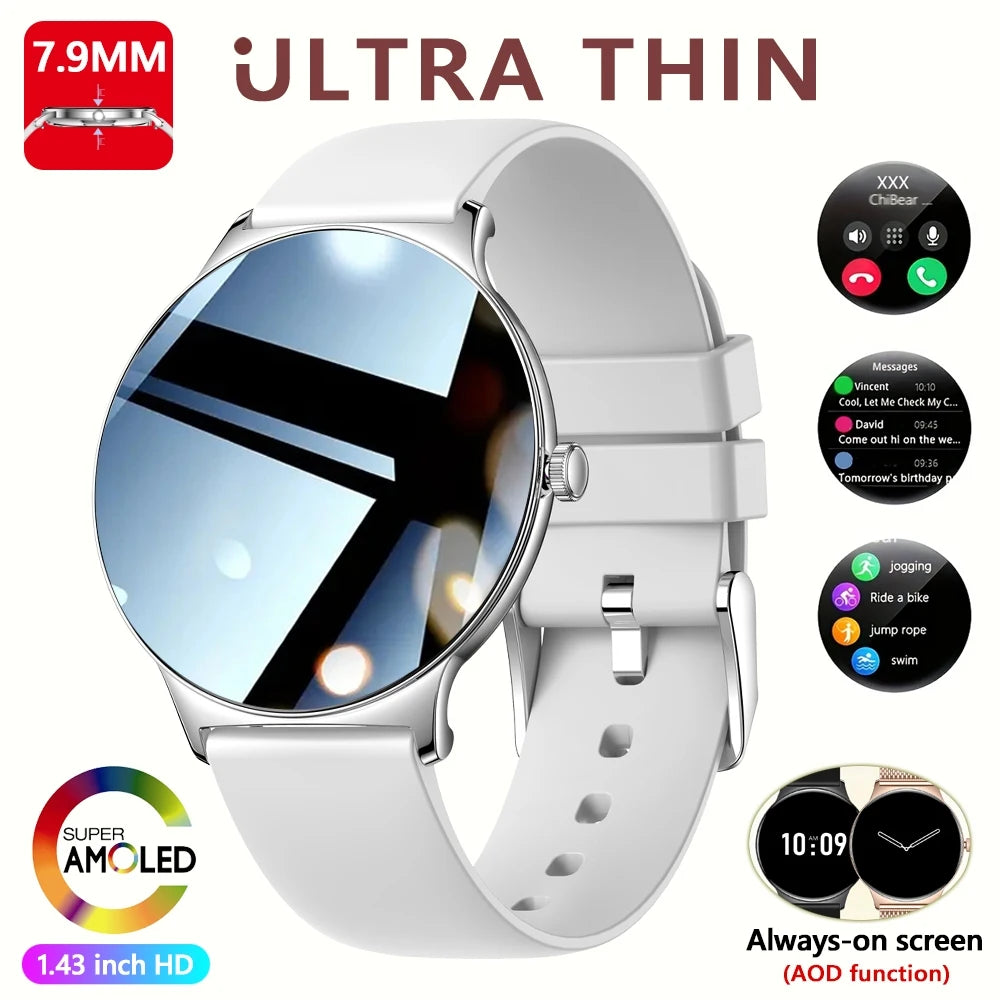 For Huawei New Ultra Slim AMOLED Smart Watch Women Screen Always Display Time Heart Rate BT Calling High-end Fashion Smartwatch