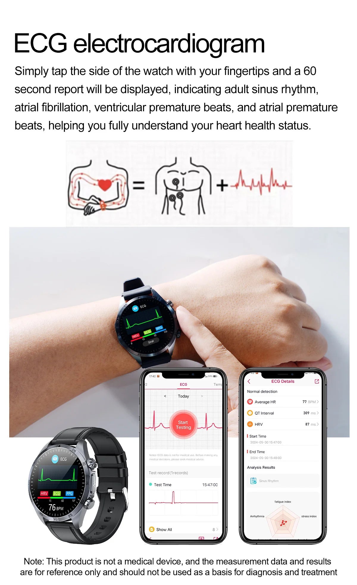 2025 Laser Pulse Uric Acid Blood Fat Nursing Smart Watch Men Body Fat Blood pressure ECG+PPG Sleep aid For Xiaomi Health Watch