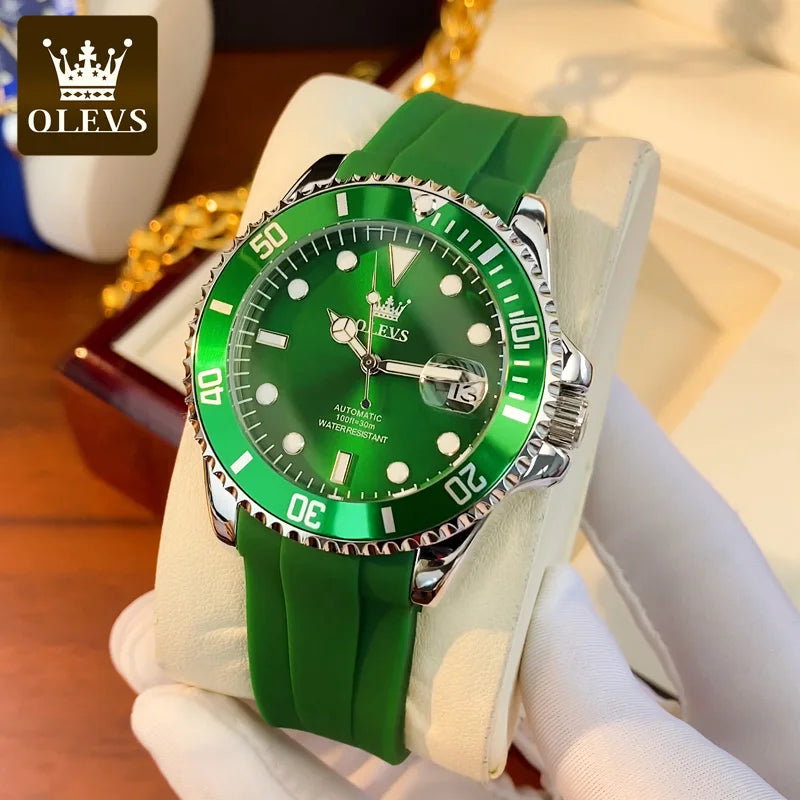 OLEVS 6650 Men Watch Top Original Luxury Automatic Mechanical Watch HD Rotating bezel Diving Watch Hot selling Brand Men Watch