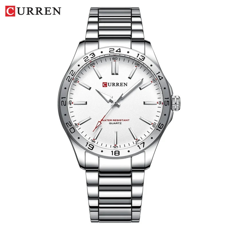 CURREN 8452 Brand Quartz Watches for Men Elegant Simple Luminous Dial Waterproof Stainless Steel Strap Business Men's Wristwatch