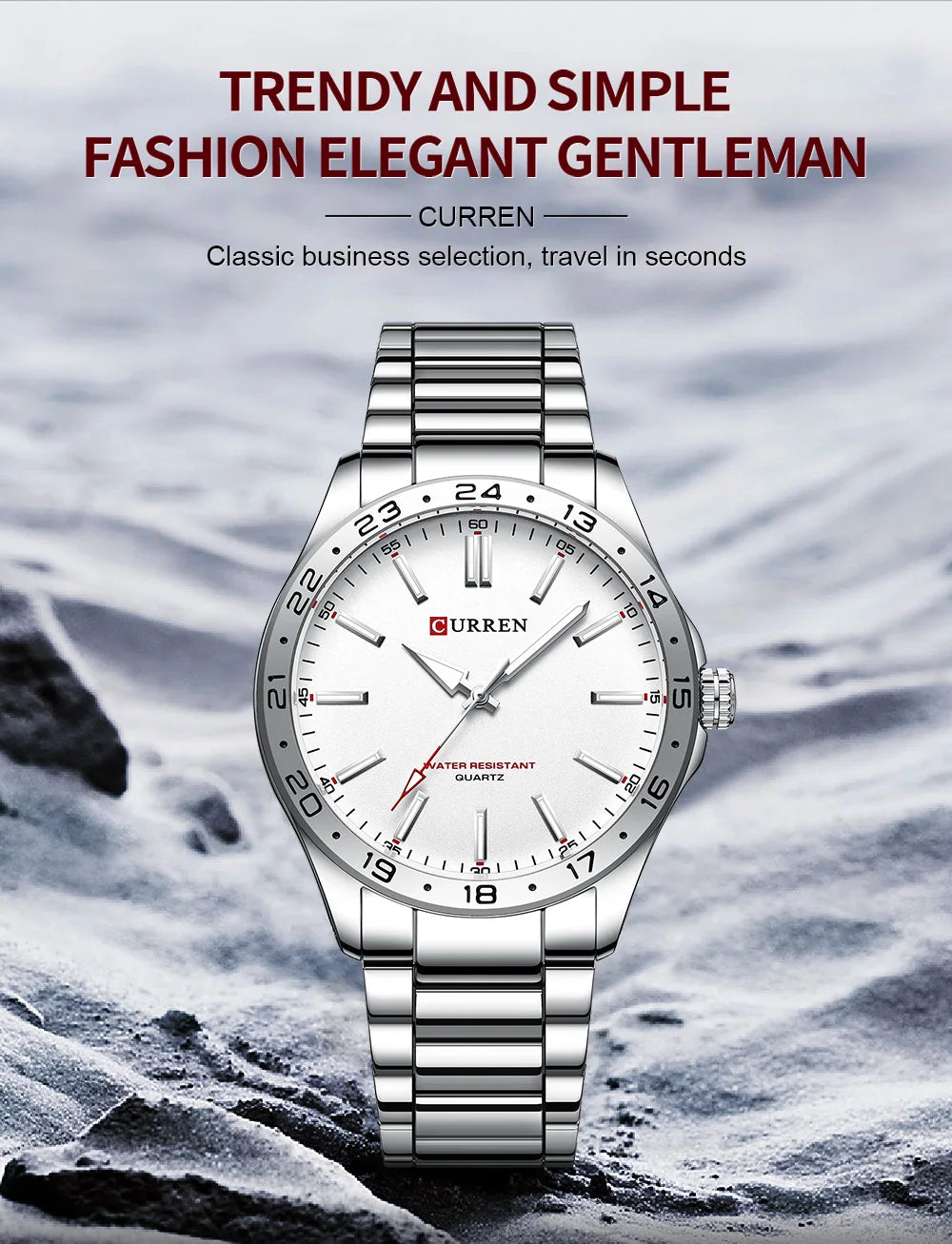 CURREN 8452 Brand Quartz Watches for Men Elegant Simple Luminous Dial Waterproof Stainless Steel Strap Business Men's Wristwatch