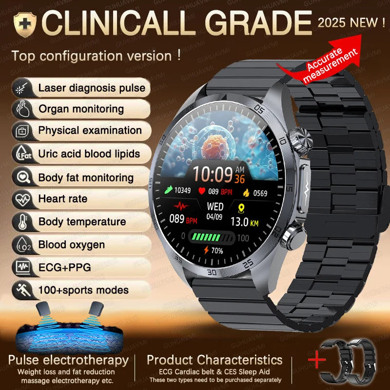 2025 Laser Pulse Uric Acid Blood Fat Nursing Smart Watch Men Body Fat Blood pressure ECG+PPG Sleep aid For Xiaomi Health Watch