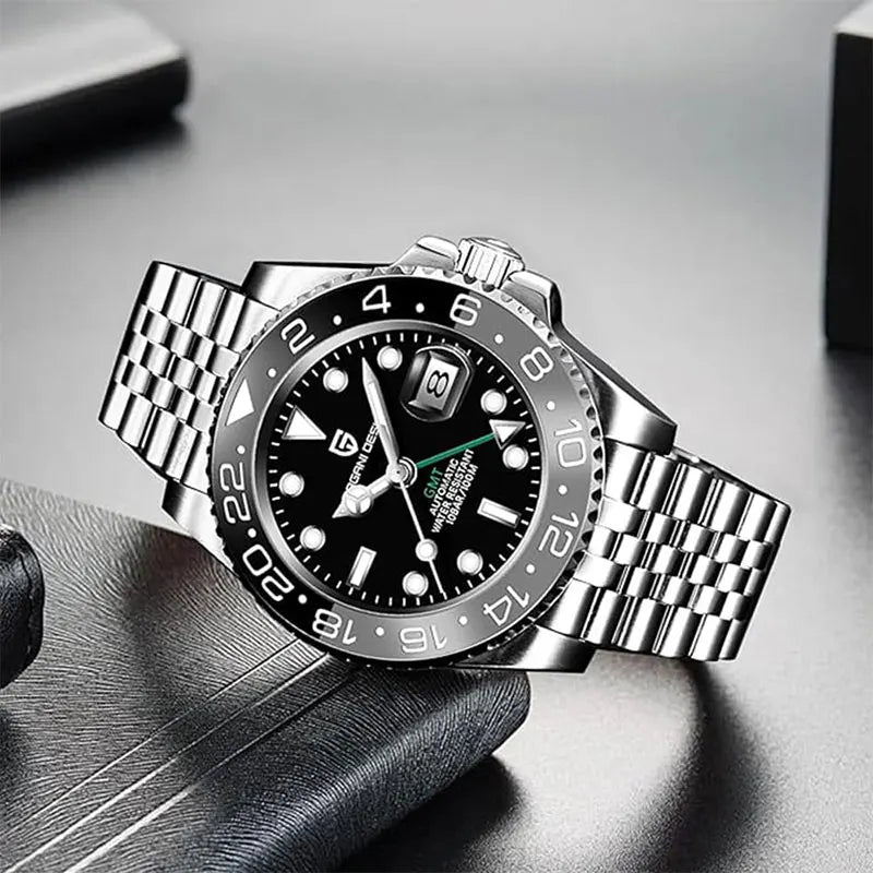 PAGANI DESIGN Men Watch GMT40mm Mechanical Watch Top Brand Sapphire Glass Stainless Steel Waterproof Clock RelogioMasculino gift