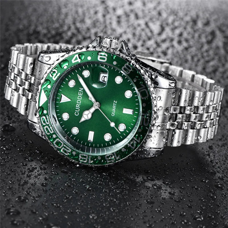 Men CURDDEN Brand Watches Students Fashion Casual Full Steel Band Date Simple Quartz Vintage Watch Golden Relogio Masculino 2024