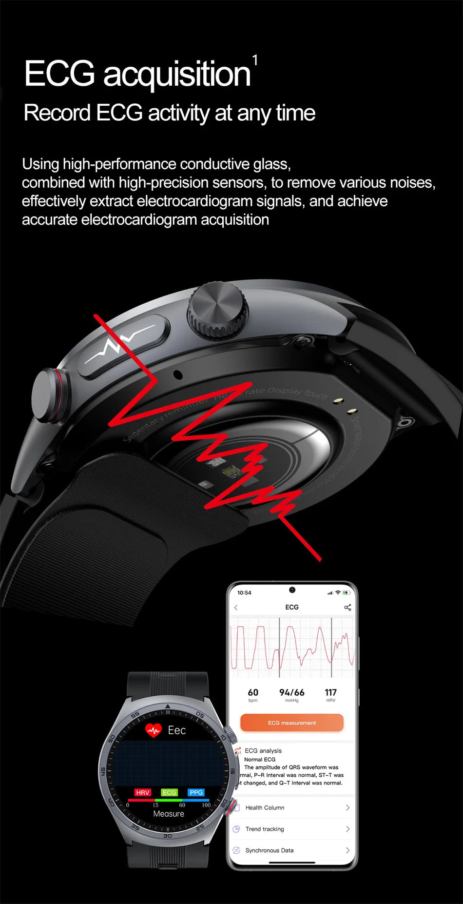 New AI Diagosis ECG Health Smart Watch Men Blood Pressure Lipid Uric Acid NFC Air Pump Airbag Health Smartwatches For men Women