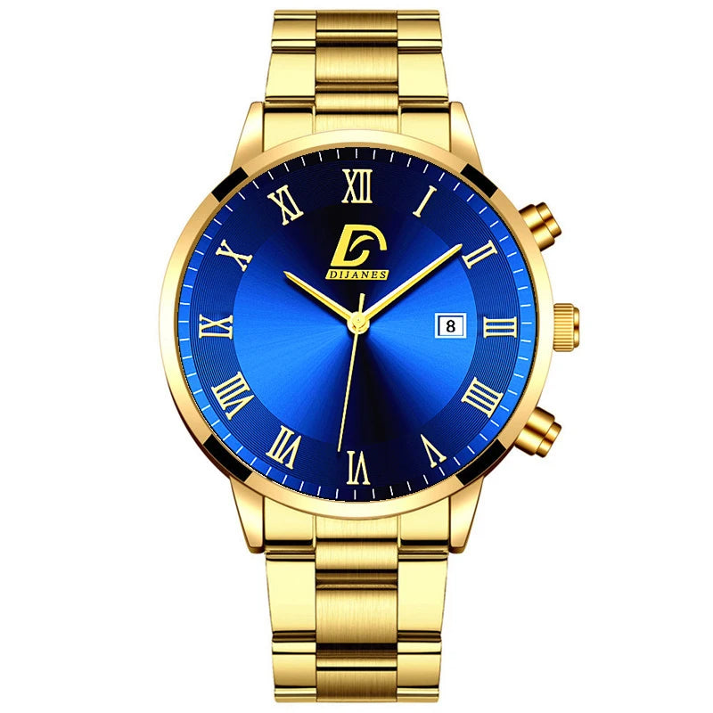 Fashion Mens Gold Watches Luxury Minimalist Quartz Wrist Watch Men Business Casual Calendar Watch Reloj Hombre
