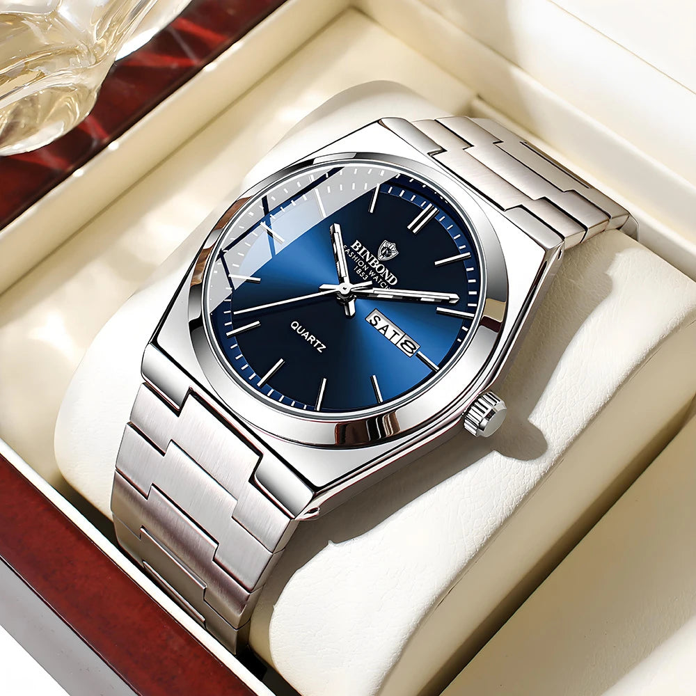 New Gifts Casual Business Golden Clock Men Luxury Watch Automatic Watches Mens Fashion Quartz Wristwatches Relogio Masculino