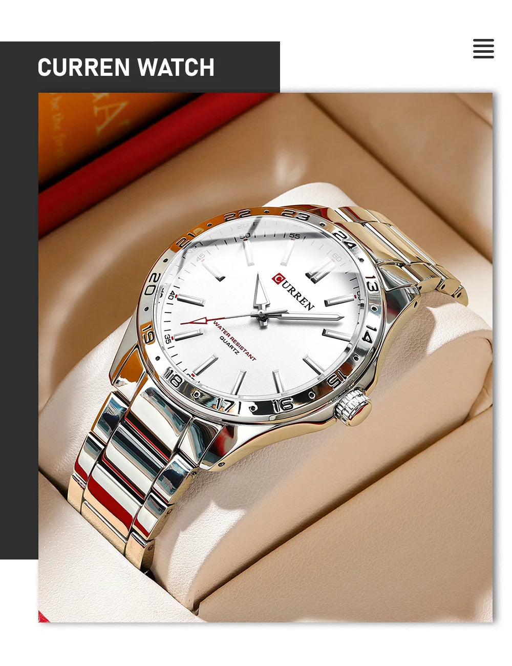 CURREN 8452 Brand Quartz Watches for Men Elegant Simple Luminous Dial Waterproof Stainless Steel Strap Business Men's Wristwatch