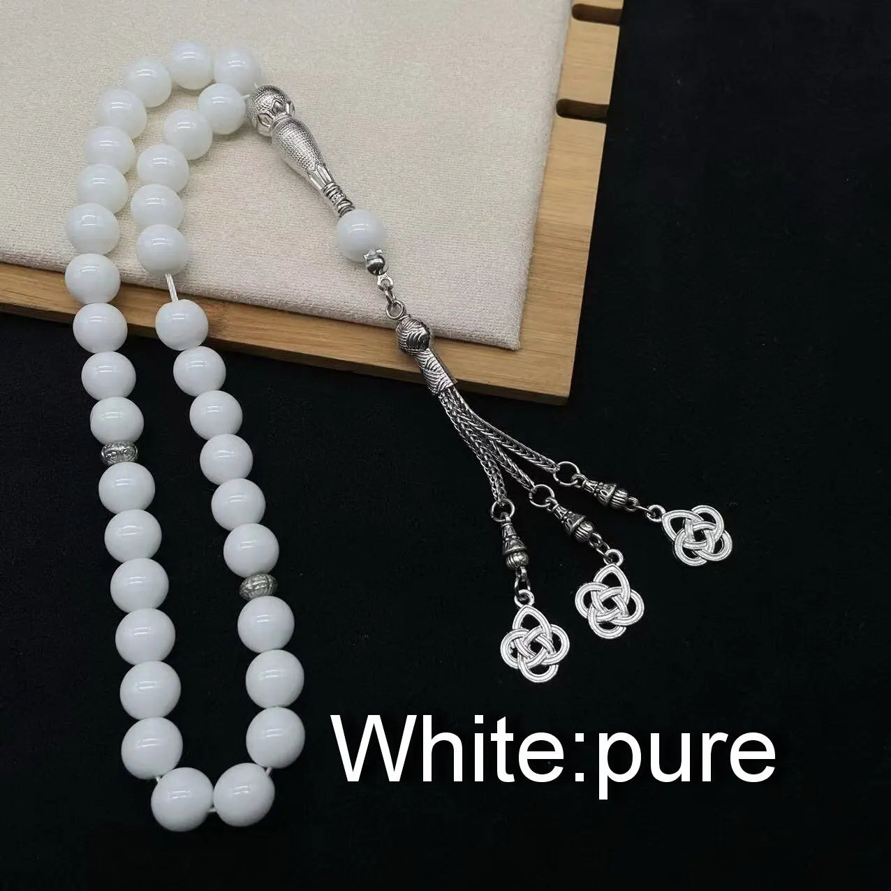 33pcs 10mm Porcelain Glass Rosary Muslim Prayer Hand String Tassel Pendant Islamic Middle East Uae Dubai Arab