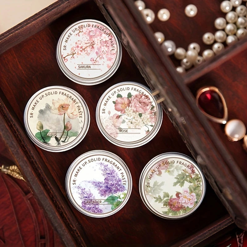 Women's Portable Solid Perfume Balm 15g,Rose, Peony,for Lotus,Lavender Scents-Fresh floral Lasting Fragrance for Dating & Daily